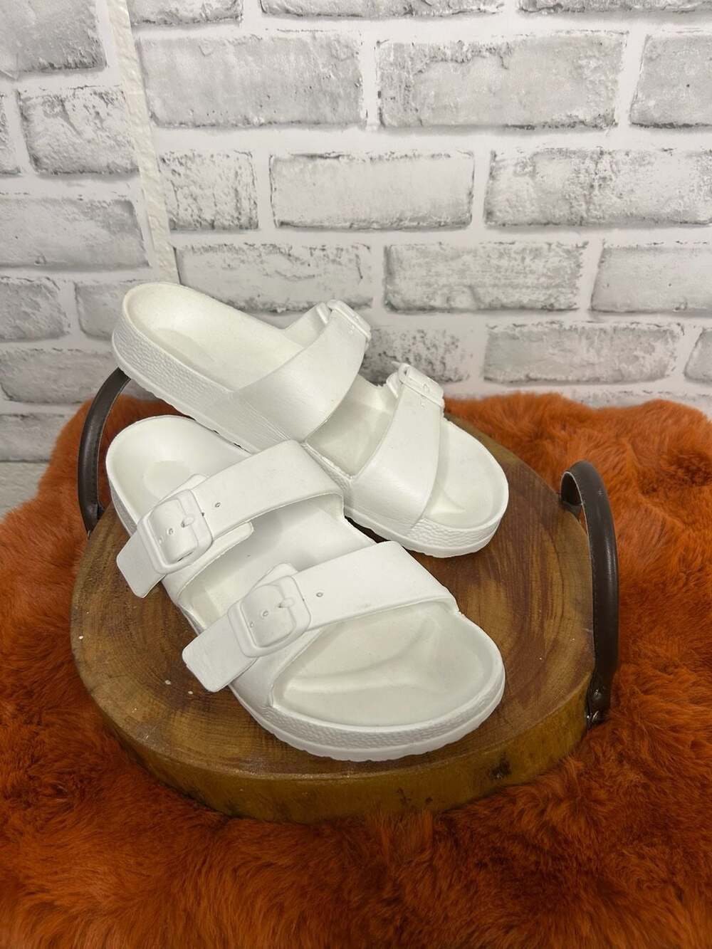 Women's EVA Double-Strap Buckle Footbed Slide Sandals - Picture 3 of 5